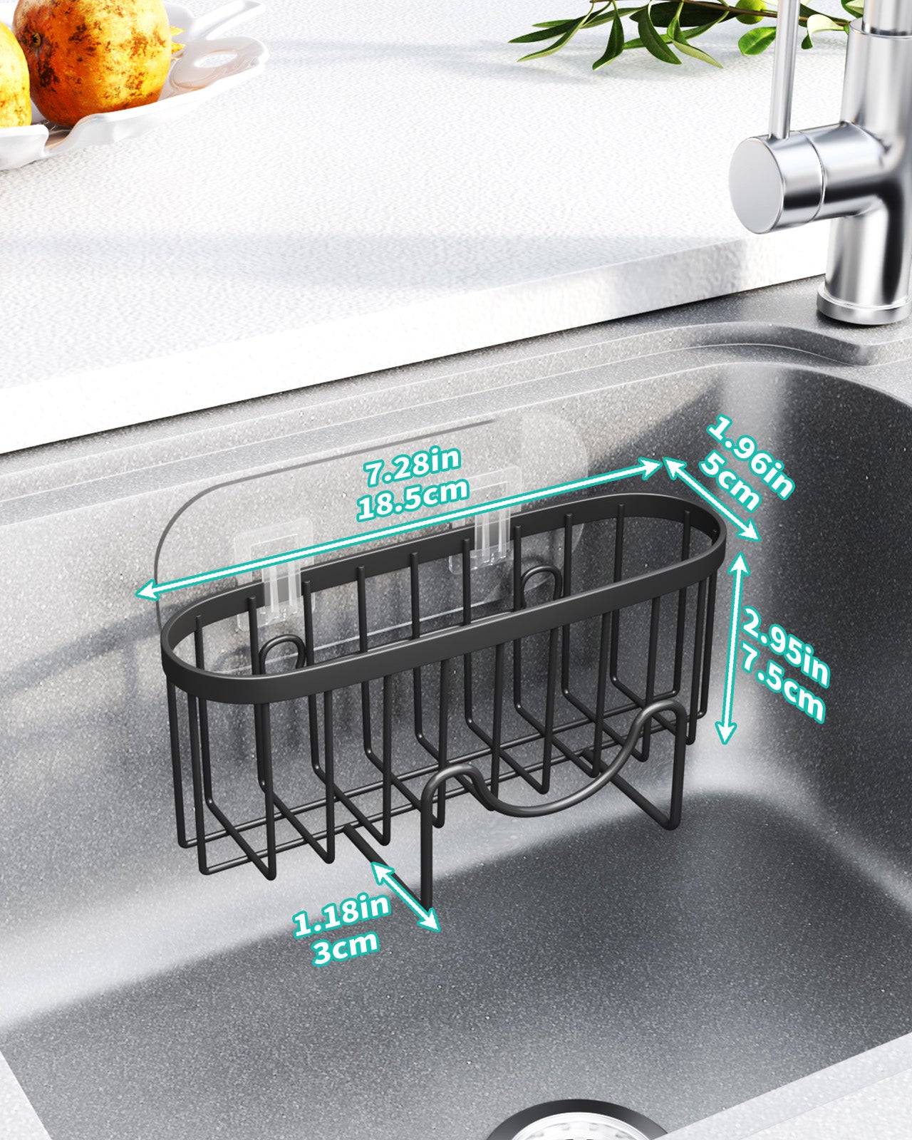 HapiRm Kitchen Sink Caddy Tidy- Stainless Steel Sponge