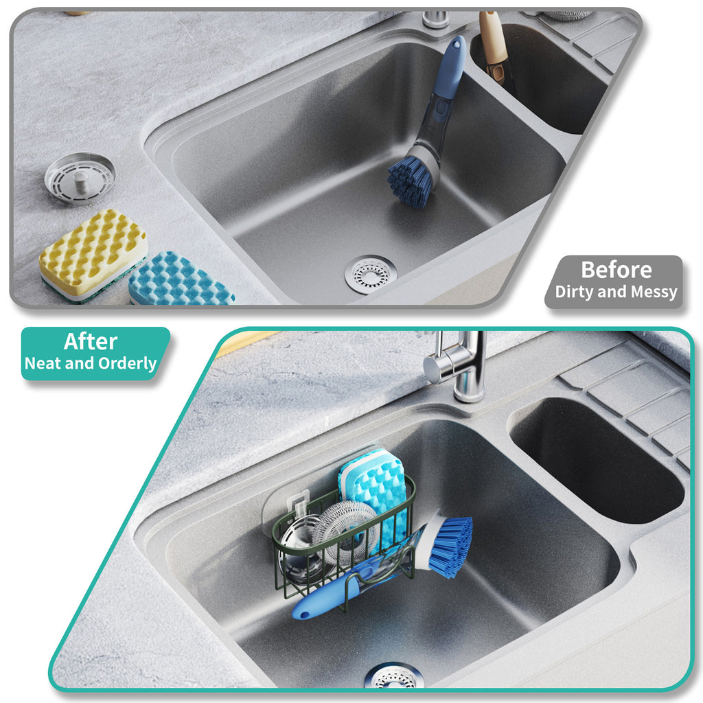 HapiRm Sponge Holder for Kitchen Sink - Sink Caddy with Unique M-Shaped