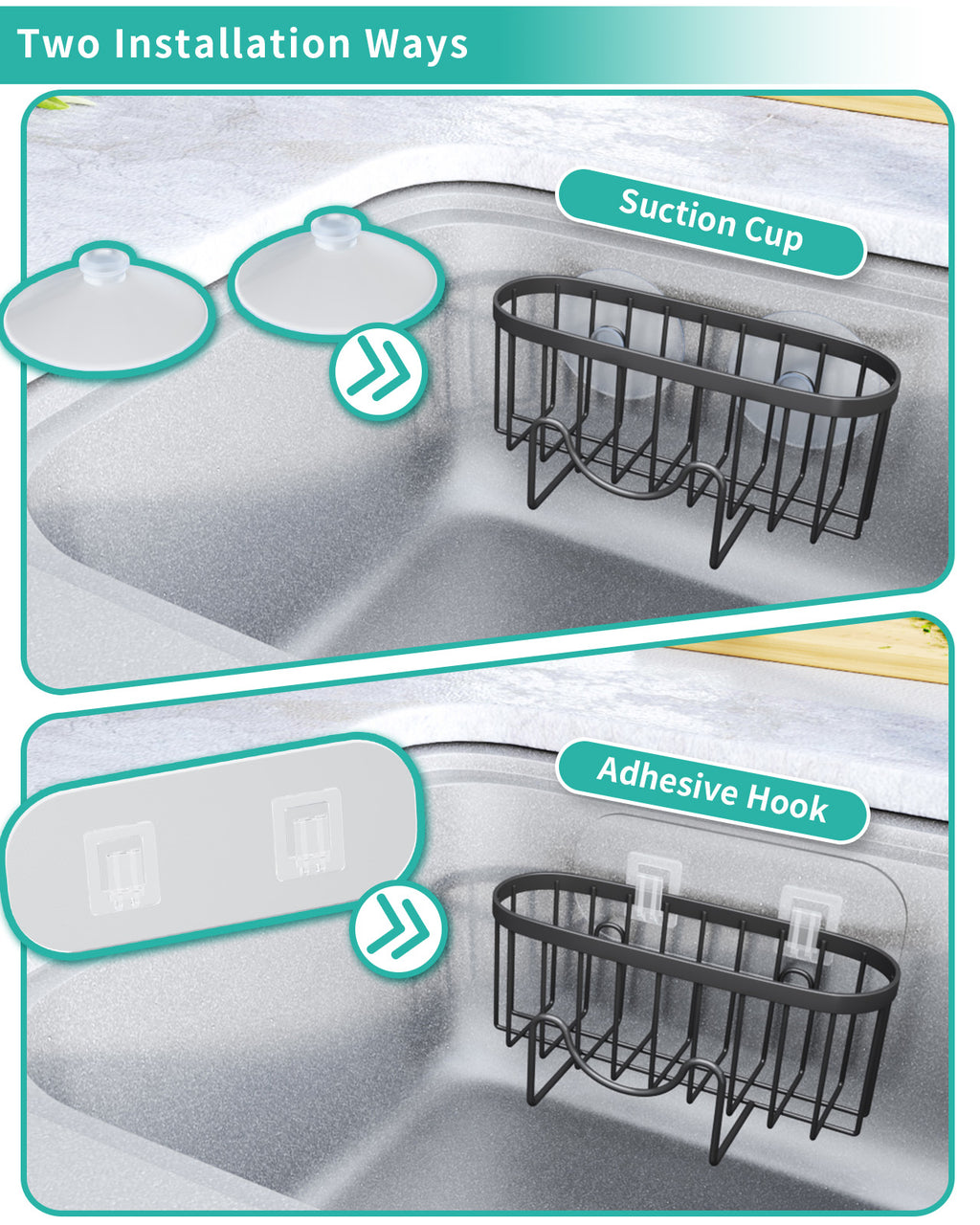HapiRm Kitchen Sink Caddy Tidy- Stainless Steel Sponge