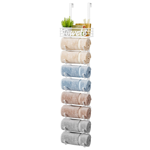 HapiRm Over Door Towel Rail-Towel Storage Rack Wall Mounted with Metal Shelf